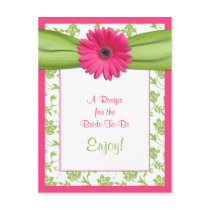 Pink Daisy Recipe Card for the Bride to Be Post Cards