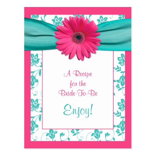 Pink Daisy Recipe Card for the Bride to Be Post Card