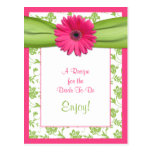 Pink Daisy Recipe Card for the Bride to Be Post Cards