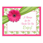 Pink Daisy Recipe Card for the Bride to Be Postcards