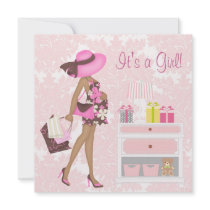 Pink Damask Baby Girl Shower Invitations