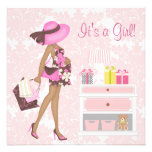 Pink Damask Baby Girl Shower Invitations