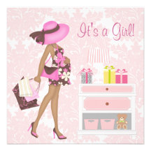 Pink Damask Baby Girl Shower Invitations