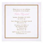 Pink Damask Baptism Invitations