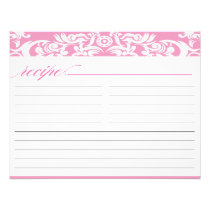 Pink Damask Bridal Shower Recipe Card invitations
