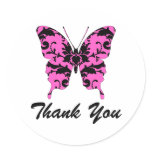 Pink Damask Butterfly Collage Thank You