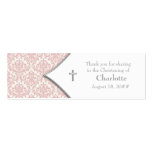Pink Damask Cross Bomboniere Tags Business Card Template