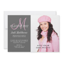Pink Damask High School Grad Celebration Invite