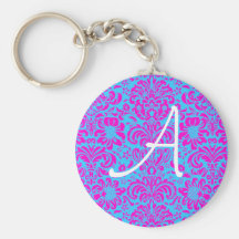 Pink Damask Key Chain