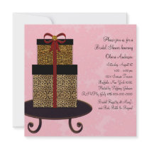 Pink Damask Leopard Gifts Bridal Shower Custom Invitation