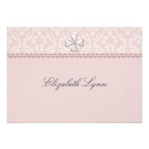 Pink Damask Overlay Religious Invitation