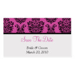 Pink Damask Save The Date Business Card Template