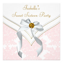 Pink Damask Sweet 16 Party invitations