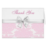Pink Damask Thank You Cards