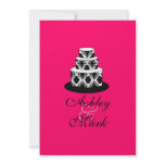 Pink Damask Wedding Cake Invitations