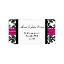 pink damask wedding ,return address label