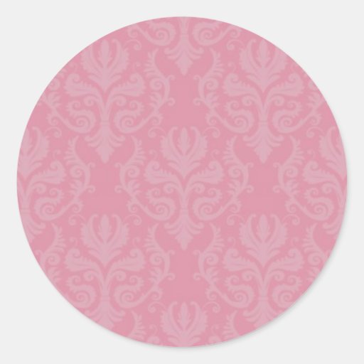 Pink Damask Wedding Stickers