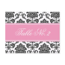 Pink Damask Wedding Table Number Post Cards