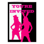 Pink  dancing  girls party cards