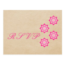 Pink Daring Floral Blooms RSVP Postcard