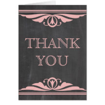 Pink Deco Chalkboard Thank You Card