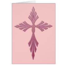 PINK DECORATIVE CROSS GREETING CARDS