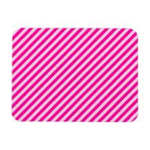 Pink Diagonal Stripes Magnets