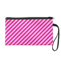 Pink Diagonal Stripes Wristlet Clutch