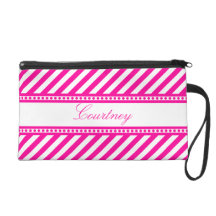 Pink Diagonal Stripes Wristlet Purse