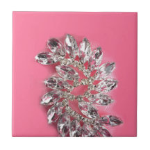 Pink Diamond Jewel Add Text Pick Colour Tile