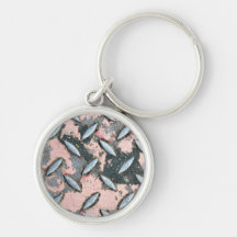 Pink Diamond Plate Metal Key Chain