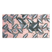 Pink Diamond Plate Metal Photo Card Template