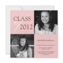 Pink diamond square photo graduation announcement