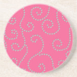 Pink diamond swirls beverage coaster