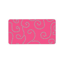 Pink diamond swirls custom address label