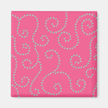 Pink diamond swirls refrigerator magnet