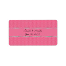 Pink diamond wedding favours address labels