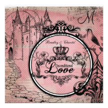 Pink Diamonds Unconditional Love Wedding Invite