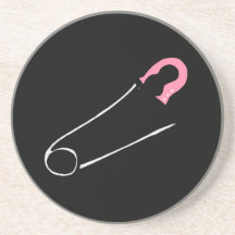 Pink Diaper Pin Beverage Coasters