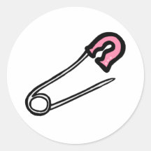 Pink Diaper Pin Round Sticker