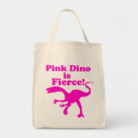 Pink Dino is Fierce Funny Pink Design Canvas Bags