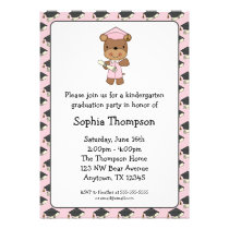 Pink Diploma Bear Girl Graduation invitations