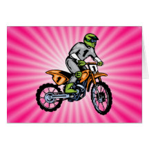 Pink Dirt Bike. Greeting Cards