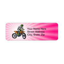 Pink Dirt Bike. Return Address Label