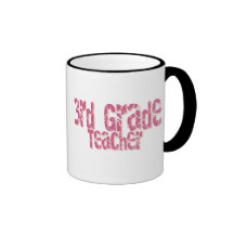 Pink Distressed Text 3rd Grade Teacher Coffee Mug
