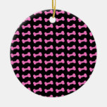 Pink Dog Bones on Black Ornament