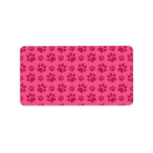 Pink dog paw prints custom address labels