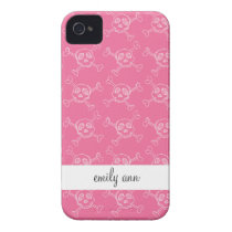 Pink Doodle Punk Rock Skull Pattern Iphone 4 Cover