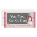 Pink Dot Winter Snow Snowman Christmas Picture Card