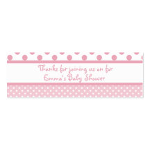 Pink Dots Baby Shower Favour Tag Business Card Template